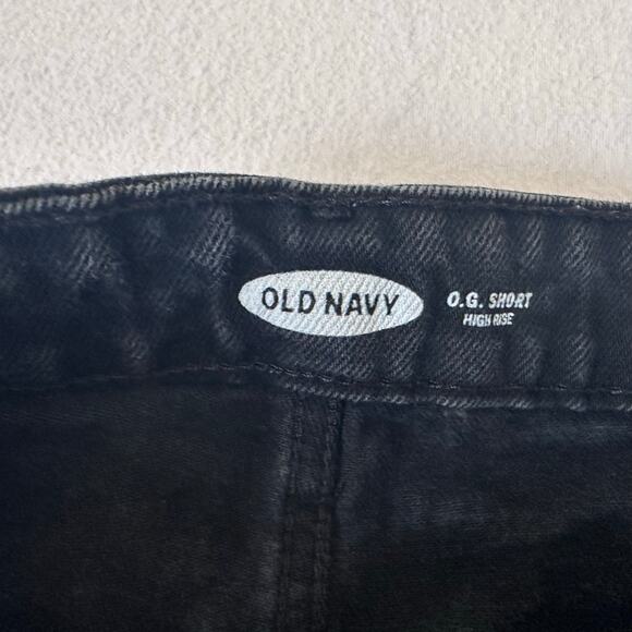 Old Navy Women Size 16 BLACK High Rise Denim Jean Shorts WOW Cuffed Stretch O.G. - Picture 3 of 5
